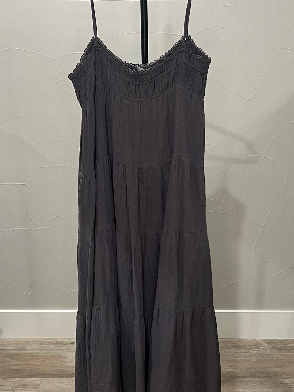 Zara Black Tiered Maxi Dress with Smocked Yoke
